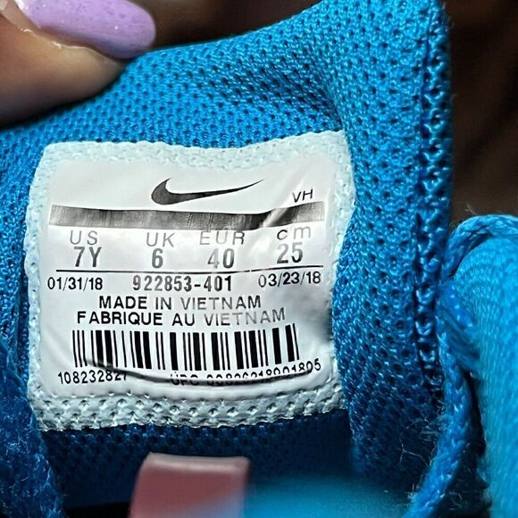 Nike Downshifter Girls Size 7Y Womens 8.5 Sneakers Blue W Black Swoosh - Picture 3 of 10